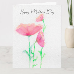 Rosa Aquarell-Muttertagskarte mit Blumenmotiv Karte
