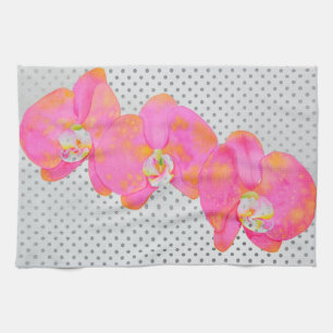 Rosa Aquarell-Orchideen-Malerei, Tupfen Handtuch