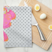 Rosa Aquarell Orchideenmalerei, Polka-Punkte Handtuch (Viertel Falte)