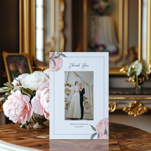 Rosa Aquarell-Pfingstrosen-Dankeskarten-Hochzeit Dankeskarte