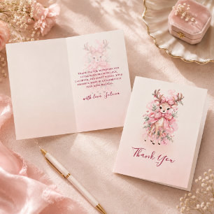 Rosa Aquarell Reh Baby Shower Dankeskarten Dankeskarte