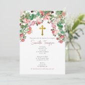 Rosa Aquarell Rose Blumengarten Einladung (Stehend Vorderseite)