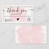 Rosa Aquarell Rose Goldfolie Ordnung Danke Visitenkarte (Vorne/Hinten)