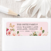 Rosa Aquarell Rose Schmetterling Rücksendeadresse (Insitu)