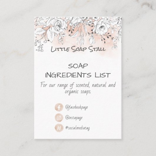 Rosa Aquarell Rose Soap Duftstoffe Inhaltsstoffe Visitenkarte (Vorderseite)