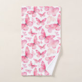 Rosa Aquarell Schmetterlinge Handtuchhandtuch Set (Handtuch)