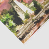 Rosa Aquarell-Seemöwe-Sonnenuntergang-Leuchtturm Seidenpapier (Ausschnitt)