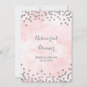 Rosa Aquarell Silver Dots Probe Abendessen Party Einladung (Vorderseite)