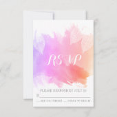 Rosa Aquarell & Skelett Blätter Hochzeit RSVP (Vorderseite)