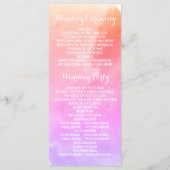 Rosa Aquarell & Skelett Blätter Hochzeitsprogramm Programm (Rückseite)