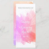 Rosa Aquarell & Skelett Blätter Hochzeitsprogramm Programm (Vorne/Hinten)