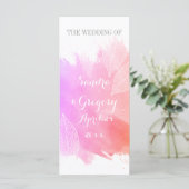 Rosa Aquarell & Skelett Blätter Hochzeitsprogramm Programm (Stehend Vorderseite)