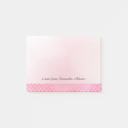 Rosa Aquarell-Spitze-Muster Post-it Klebezettel (Vorderseite)