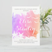 Rosa Aquarell, sternenförmige Hochzeitspaare dusch Einladung (Stehend Vorderseite)