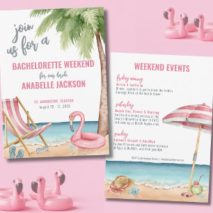 Rosa Aquarell-Strand-Junggesellinnenabschiedsparty Einladung