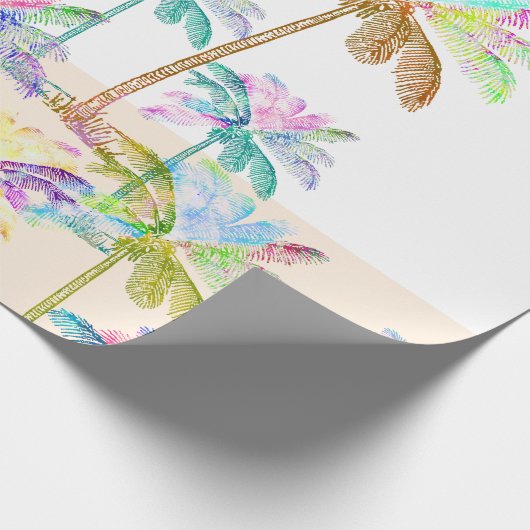 Rosa Aquarell-tropische hawaiische Palmen Geschenkpapier (Ecke)