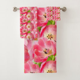 Rosa Aquarell Tulip Handtuch Set