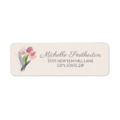 Rosa Aquarell Tulips Cream Elegantes Script Label (Vorne)