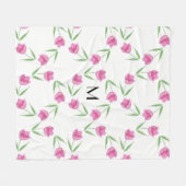 Rosa Aquarell-Tulpen, die Initiale gestalten Fleecedecke (Vorderseite (Horizontal))