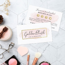 Rosa Aquarell und Gold Social Media Network Visitenkarte