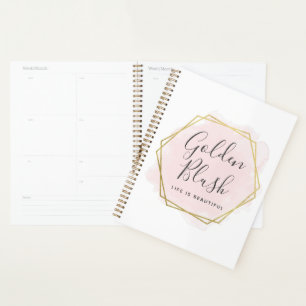 Rosa Aquarell und modernes goldenes geometrisches  Planer