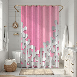 Rosa Aquarell und weiße Blume Duschvorhang