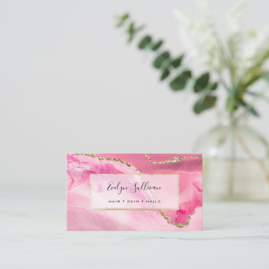 Rosa Aquarell Visitenkarte (Stehend Vorderseite)