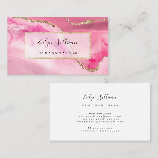 Rosa Aquarell Visitenkarte (Vorne/Hinten)