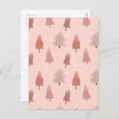 Rosa Aquarell Weihnachtsbaumillustrierung Feiertagspostkarte (Vorne/Hinten)