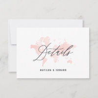 Rosa Aquarell Weltkarte Einzelheiten zur Hochzeit