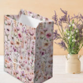 Rosa Aquarell Wildblume Geschenktasche - duftende Mittlere Geschenktüte