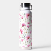 Rosa Aquarell-Wildblume  Trinkflasche (Rückseite)