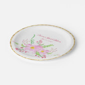 Rosa Aquarell Wilde Rose Pappteller (Schrägansicht)