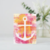 Rosa Aquarellanker Postkarte (Stehend Vorderseite)