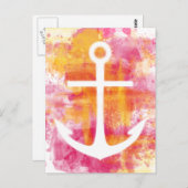 Rosa Aquarellanker Postkarte (Vorne/Hinten)