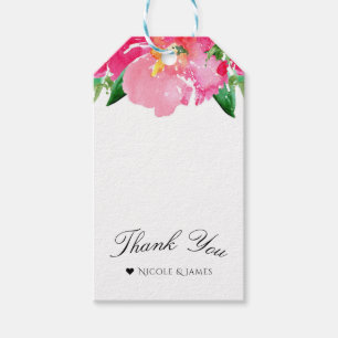 Rosa Aquarellbahn Blume Blumenstrauß Sommer Elegan Geschenkanhänger