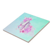 Rosa Aquarellballerschuhe mit Peonies und Bow Fliese (Seite)
