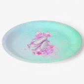 Rosa Aquarellballerschuhe mit Peonies und Bow Pappteller (Schrägansicht)