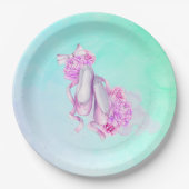 Rosa Aquarellballerschuhe mit Peonies und Bow Pappteller (Vorderseite)