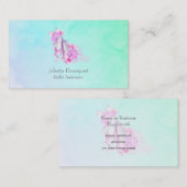 Rosa Aquarellballerschuhe mit Peonies und Bow Visitenkarte (Vorne/Hinten)