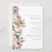 Rosa Aquarellbäume Eleganter HochzeitGold Text Einladung (Vorderseite)
