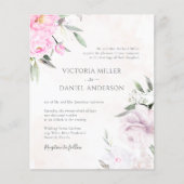 Rosa Aquarellblume Elegante Hochzeit Einladung (Vorderseite)