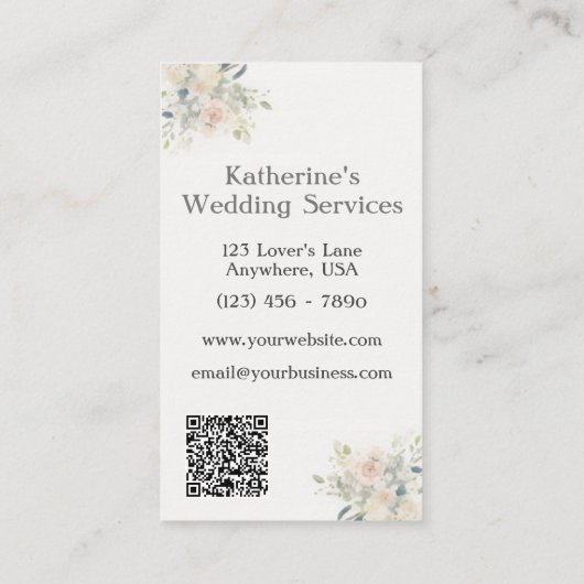 Rosa Aquarellblume Eleganter Hochzeitsplaner Visitenkarte (Rückseite)