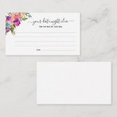 Rosa Aquarellblume Ihr Date Night Idea Begleitkarte (Vorne/Hinten)