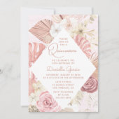 Rosa Aquarellblume Moderne Moderne Rustikale Quinc Einladung (Vorderseite)