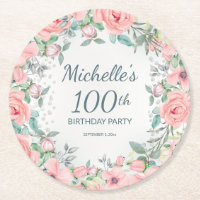 Rosa Aquarellblume Rose 100. Geburtstag Name