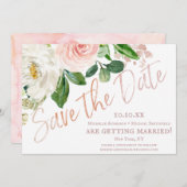 Rosa Aquarellblume Save the Date (Vorne/Hinten)