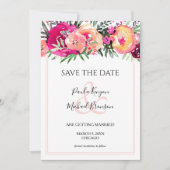 Rosa Aquarellblume Speichern Sie die Datumskarten (Vorderseite)