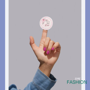 Rosa Aquarellblume und Niedliche Geburtstag Party Runder Aufkleber