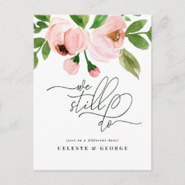 Rosa Aquarellblume verändern das Datum der Hochzei Ankündigungspostkarte